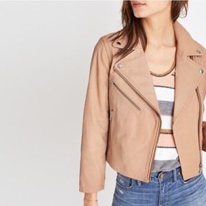 NWOT Madewell Shrunken Leather Jacket in “Cement”